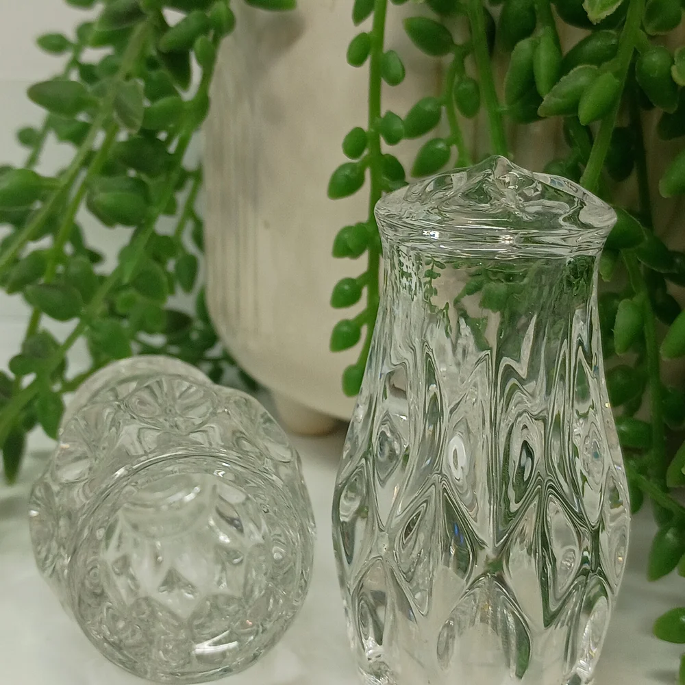 Elegant Crystal Clear Glass Salt and Pepper Shakers